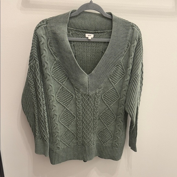 aerie Sweaters - Aerie Sage V-Neck Cable Knit Sweater